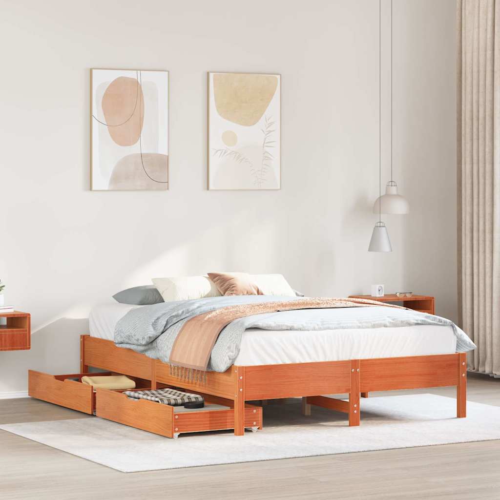 Bedframe zonder matras massief grenenhout wasbruin 120x200 cm is nu te koop bij PeponiXL, paradijselijk wonen!