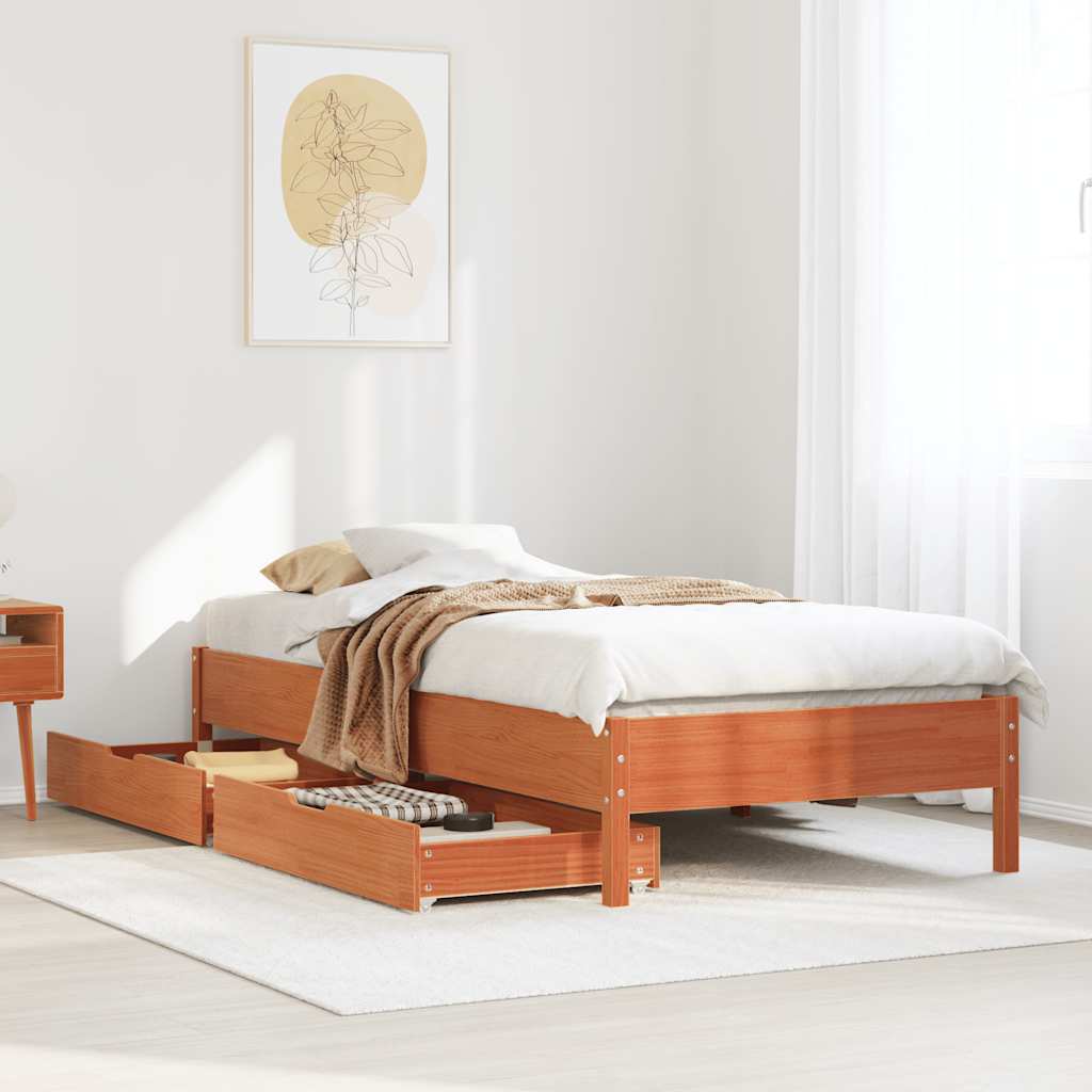 Bedframe zonder matras massief grenenhout wasbruin 90x200 cm is nu te koop bij PeponiXL, paradijselijk wonen!