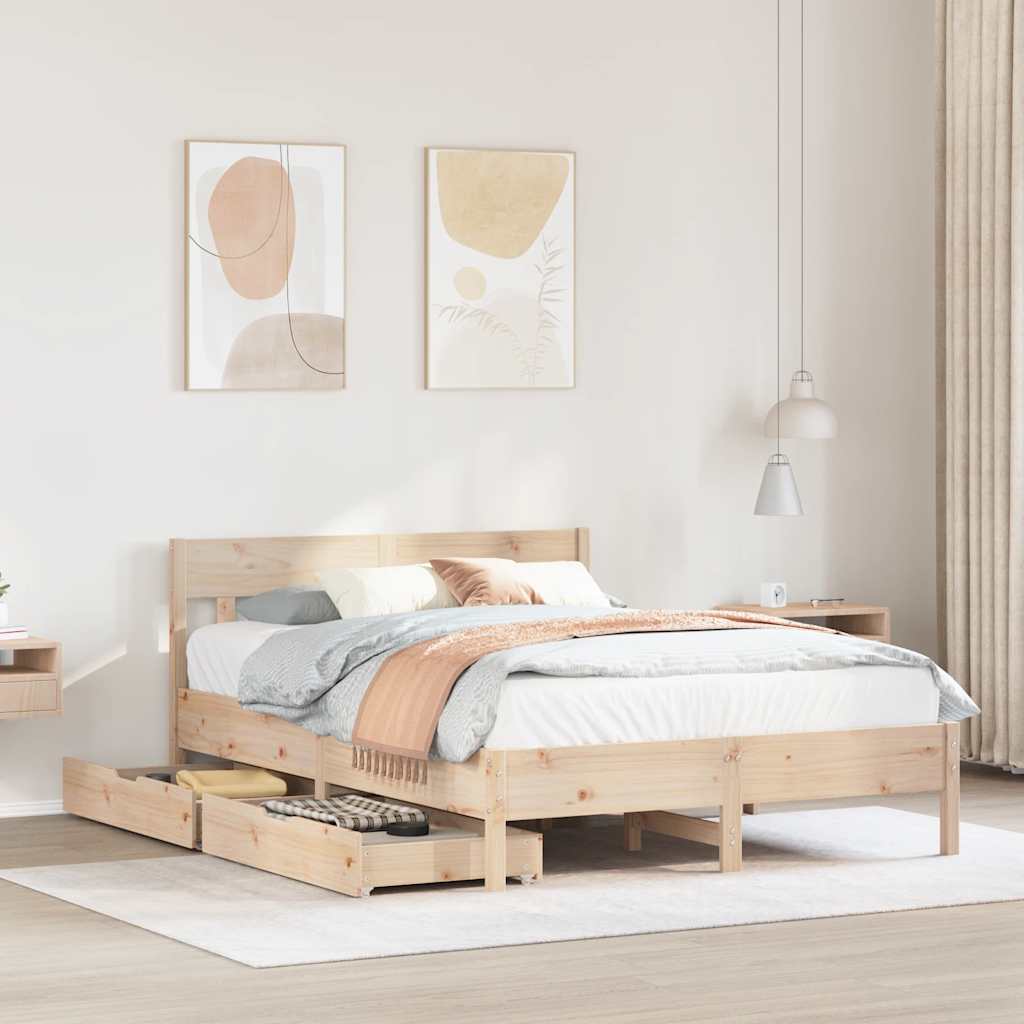 Bedframe zonder matras massief grenenhout 135x190 cm is nu te koop bij PeponiXL, paradijselijk wonen!