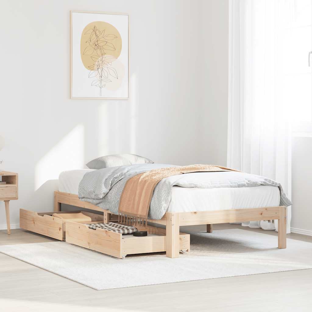 Bedframe met lades 100x200 cm massief grenenhout is nu te koop bij PeponiXL, paradijselijk wonen!