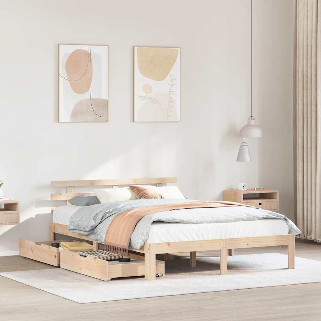 Bedframe met lades massief grenenhout 120x200 cm is nu te koop bij PeponiXL, paradijselijk wonen!