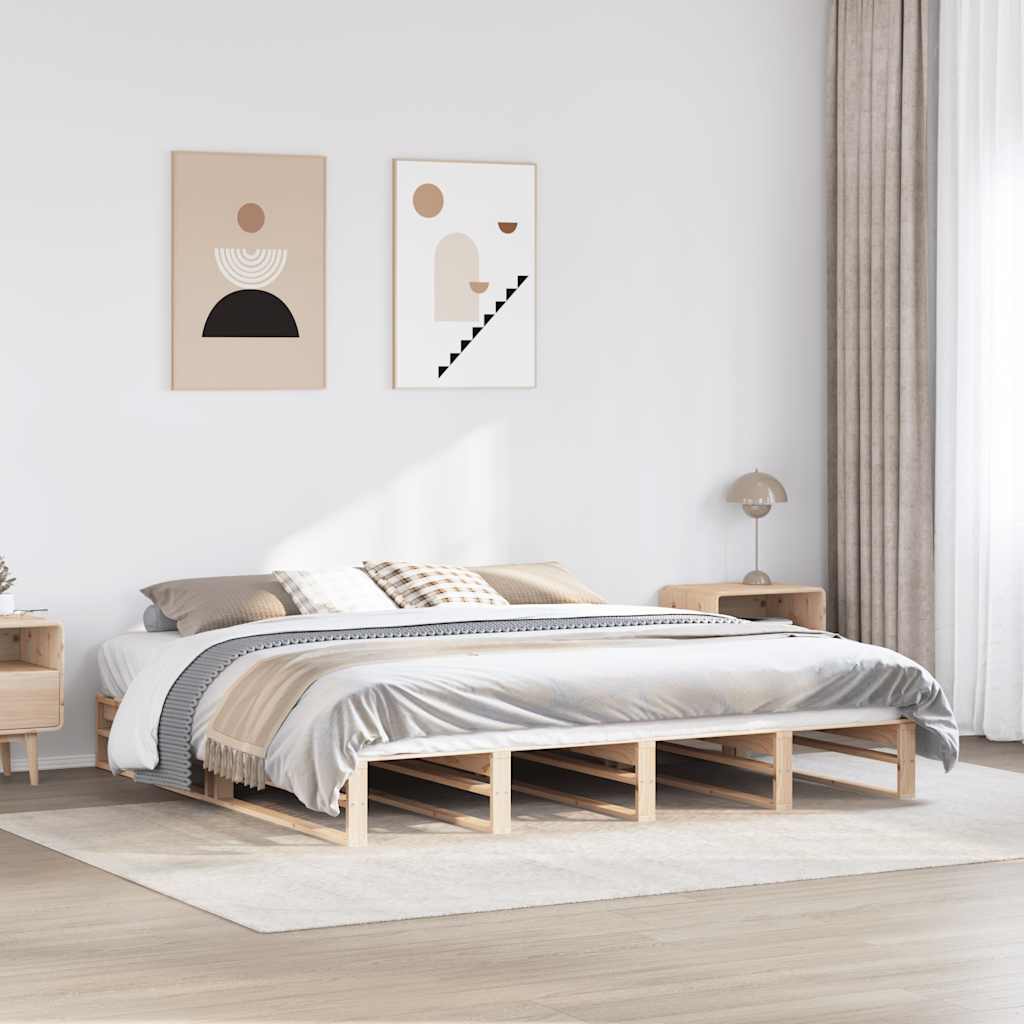 Bedframe zonder matras massief grenenhout 200x200 cm is nu te koop bij PeponiXL, paradijselijk wonen!