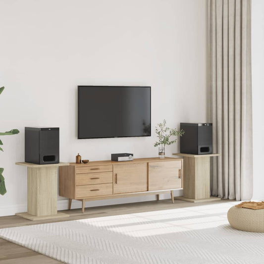 Speakerstandaards 2 st 30x30x60 cm bewerkt hout sonoma eiken is nu te koop bij PeponiXL, paradijselijk wonen!