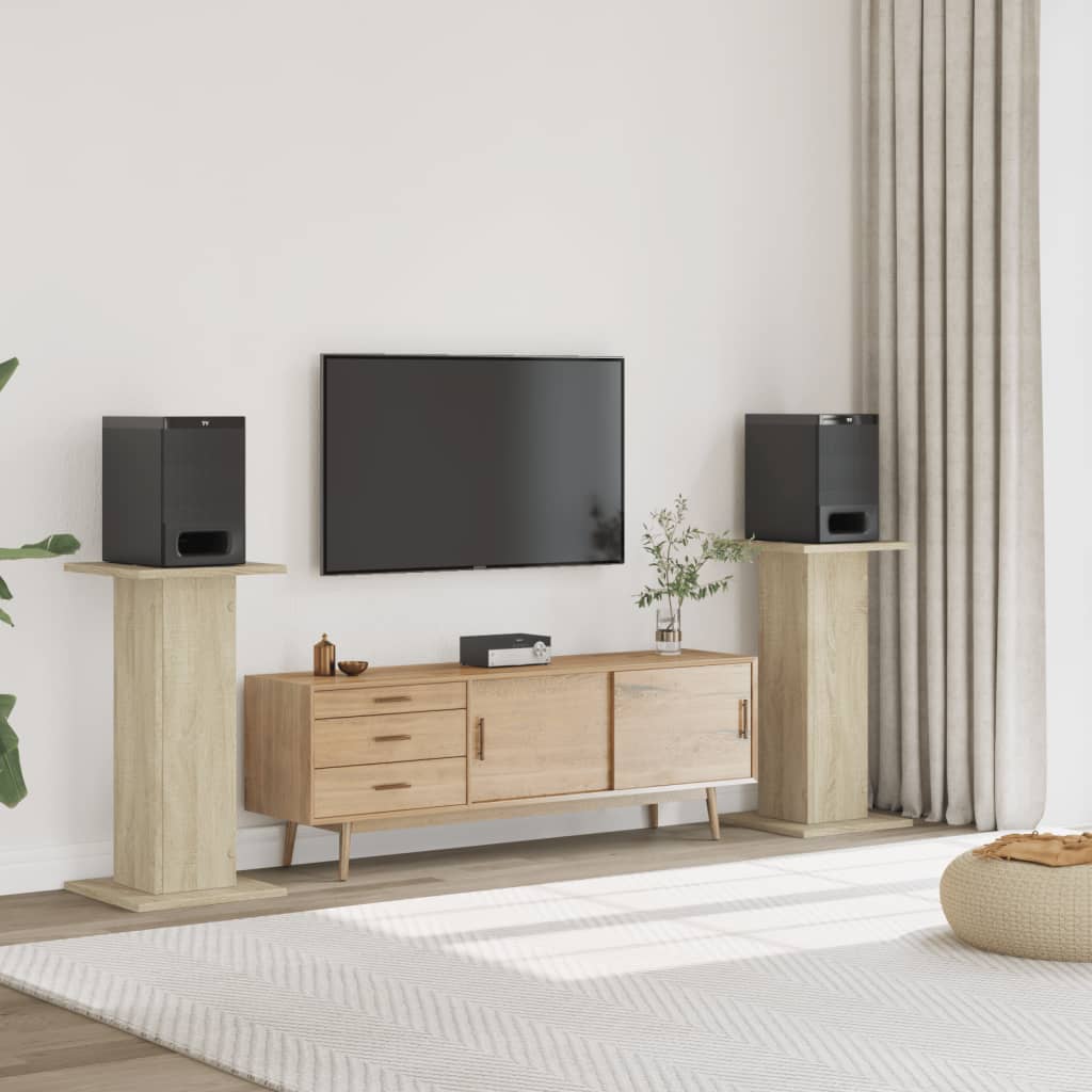 Speakerstandaards 2 st 30x30x80 cm bewerkt hout sonoma eiken is nu te koop bij PeponiXL, paradijselijk wonen!
