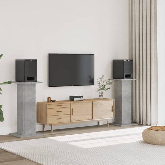 Speakerstandaards 2 st 30x30x95 cm bewerkt hout betongrijs is nu te koop bij PeponiXL, paradijselijk wonen!