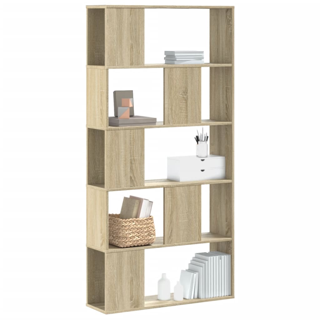 Boekenkast 5-laags 80,5x23,5x162,5 cm bewerkt hout sonoma eiken is nu te koop bij PeponiXL, paradijselijk wonen!