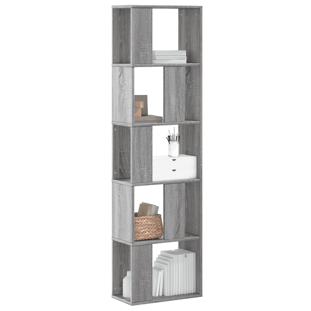 Boekenkast 5-laags 45x23,5x162,5 cm bewerkt hout grijs sonoma is nu te koop bij PeponiXL, paradijselijk wonen!