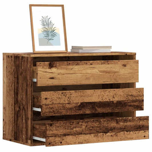 Ladekast 80x41x58 cm bewerkt hout oud houtkleurig is nu te koop bij PeponiXL, paradijselijk wonen!