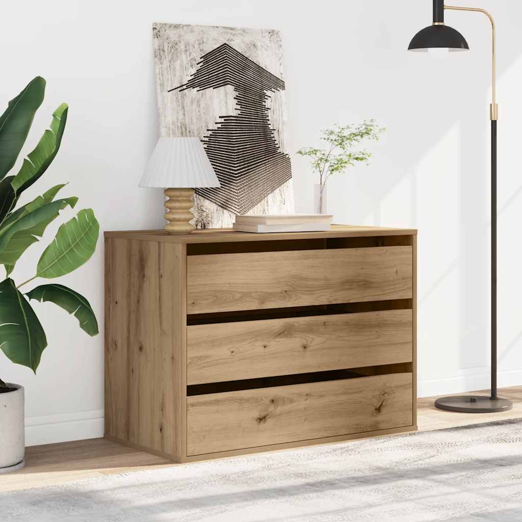 Ladekast 80x41x58 cm bewerkt hout artisanaal eikenkleurig is nu te koop bij PeponiXL, paradijselijk wonen!