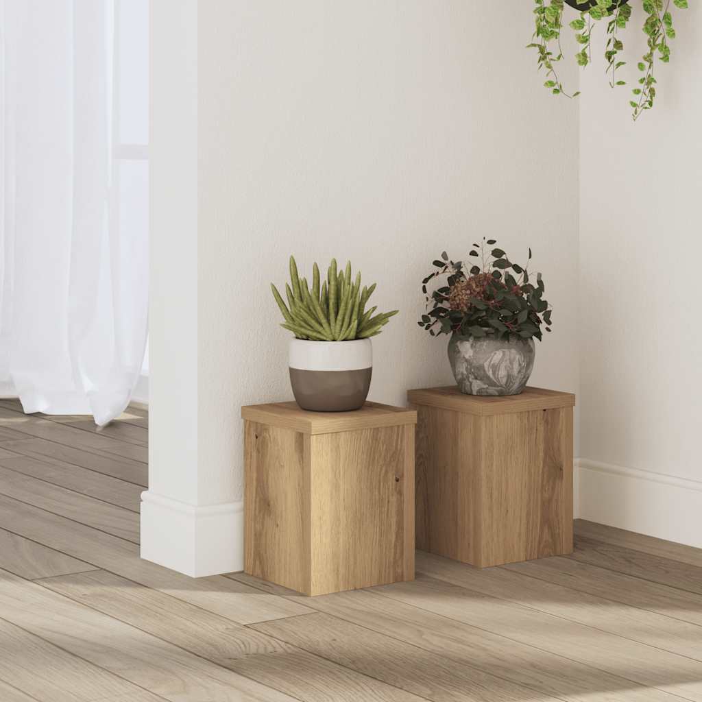 Plantenstandaards 2 st 15x15x20 cm hout artisanaal eiken is nu te koop bij PeponiXL, paradijselijk wonen!