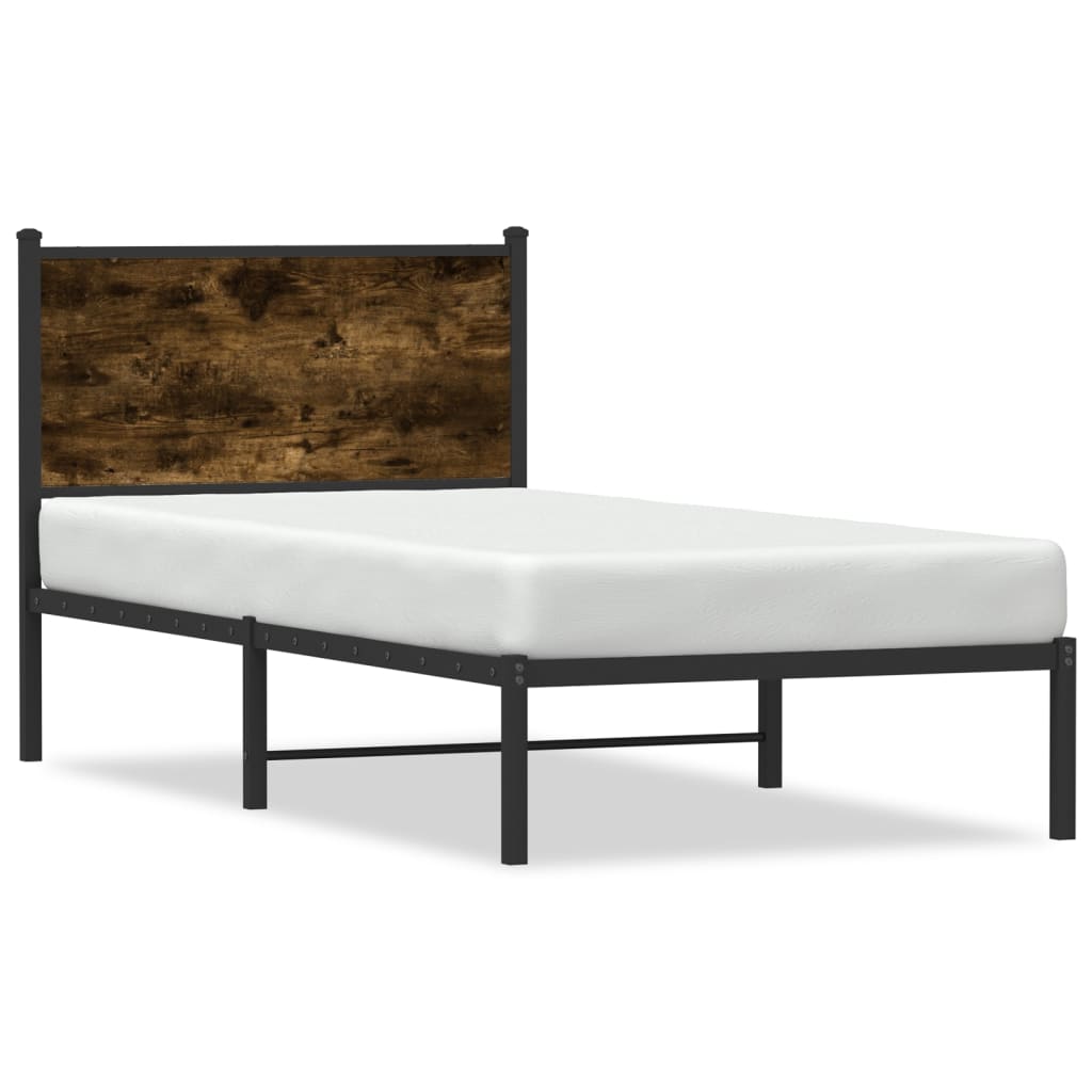 Bedframe zonder matras metaal gerookt eikenkleurig 80x200 cm is nu te koop bij PeponiXL, paradijselijk wonen!