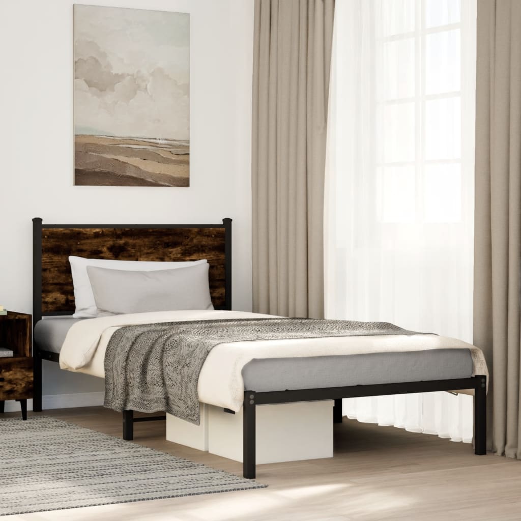 Bedframe zonder matras metaal gerookt eikenkleurig 100x190 cm is nu te koop bij PeponiXL, paradijselijk wonen!