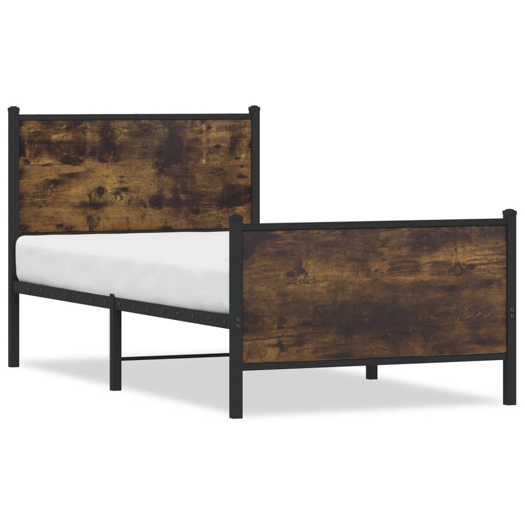 Bedframe zonder matras metaal gerookt eikenkleurig 90x190 cm is nu te koop bij PeponiXL, paradijselijk wonen!