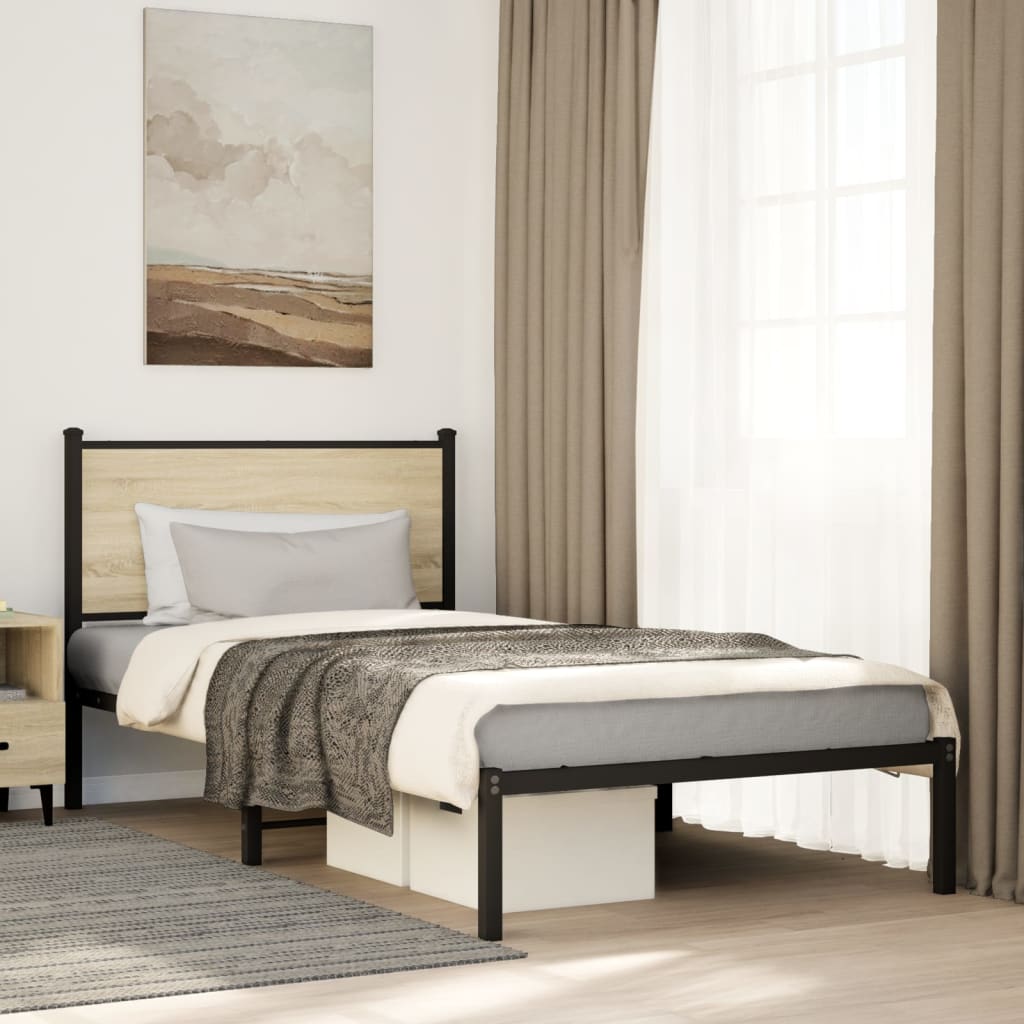 Bedframe zonder matras metaal sonoma eikenkleurig 100x190 cm is nu te koop bij PeponiXL, paradijselijk wonen!
