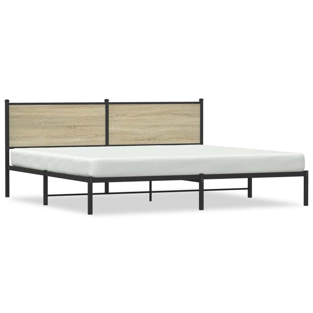Bedframe zonder matras metaal sonoma eikenkleurig 193x203 cm is nu te koop bij PeponiXL, paradijselijk wonen!