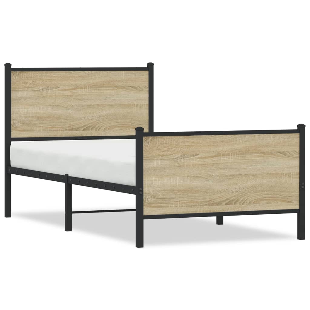 Bedframe zonder matras metaal sonoma eikenkleurig 80x200 cm is nu te koop bij PeponiXL, paradijselijk wonen!