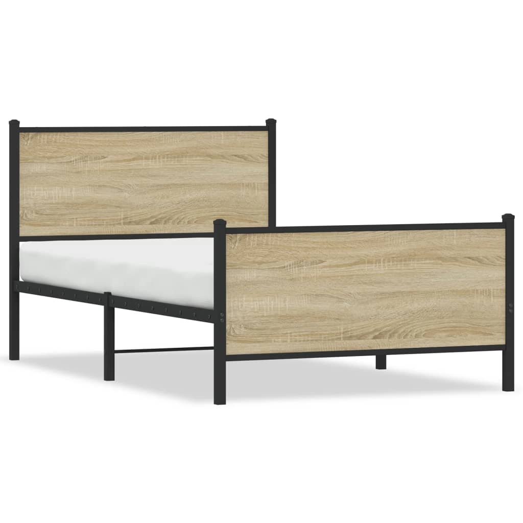 Bedframe zonder matras metaal sonoma eikenkleurig 100x190 cm is nu te koop bij PeponiXL, paradijselijk wonen!