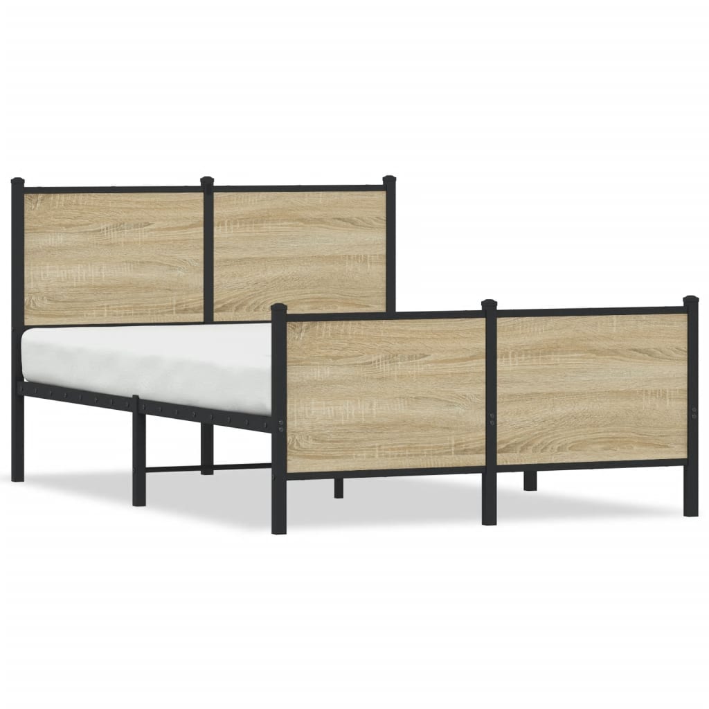 Bedframe zonder matras metaal sonoma eikenkleurig 120x190 cm is nu te koop bij PeponiXL, paradijselijk wonen!