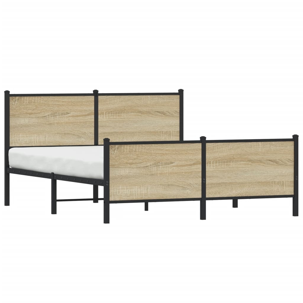 Bedframe zonder matras metaal sonoma eikenkleurig 137x190 cm is nu te koop bij PeponiXL, paradijselijk wonen!