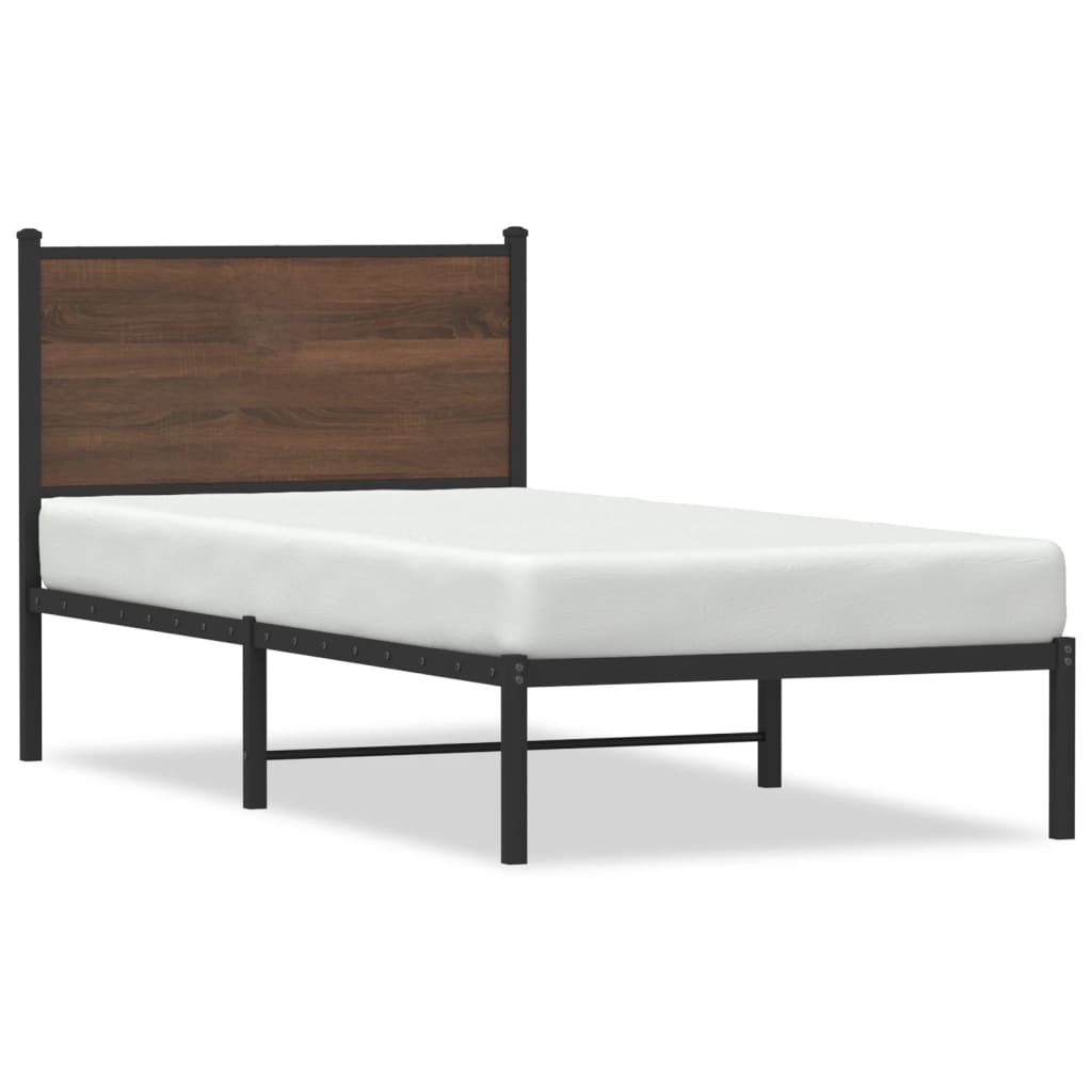 Bedframe zonder matras metaal bruin eikenkleurig 80x200 cm is nu te koop bij PeponiXL, paradijselijk wonen!