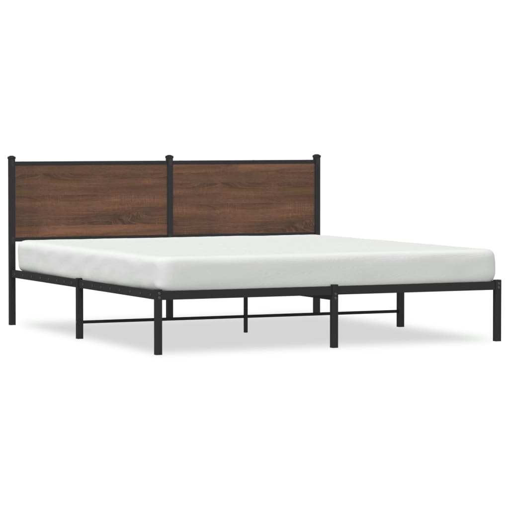 Bedframe zonder matras metaal bruin eikenkleurig 160x200 cm is nu te koop bij PeponiXL, paradijselijk wonen!