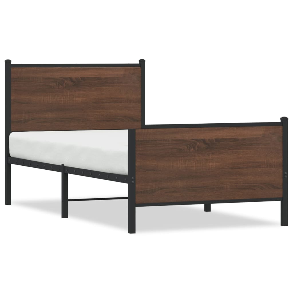 Bedframe zonder matras metaal bruin eikenkleurig 90x190 cm is nu te koop bij PeponiXL, paradijselijk wonen!