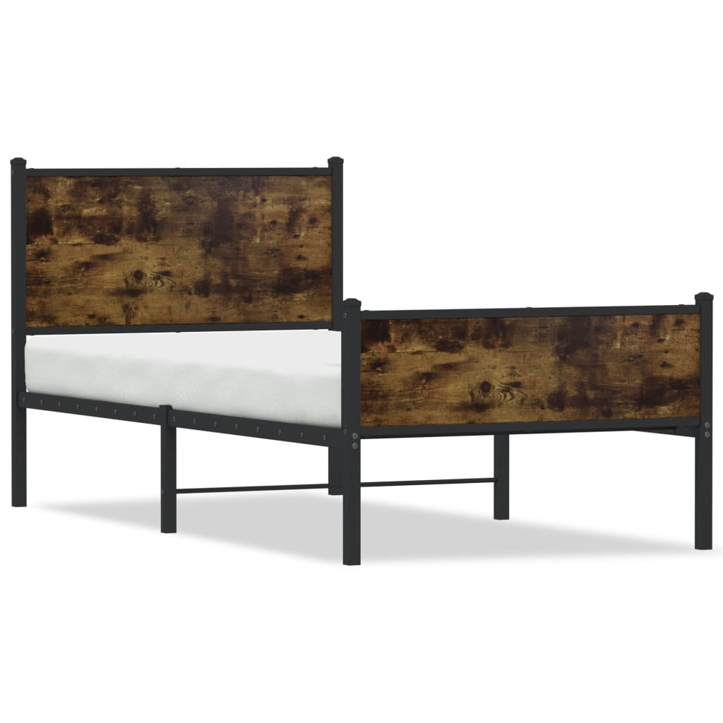 Bedframe zonder matras metaal gerookt eikenkleurig 90x200 cm is nu te koop bij PeponiXL, paradijselijk wonen!