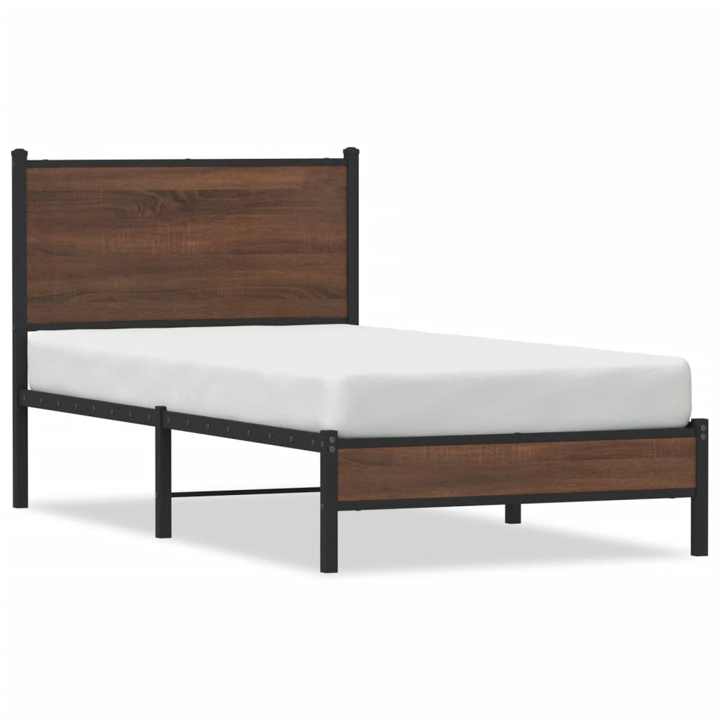 Bedframe zonder matras metaal bruin eikenkleurig 90x190 cm is nu te koop bij PeponiXL, paradijselijk wonen!