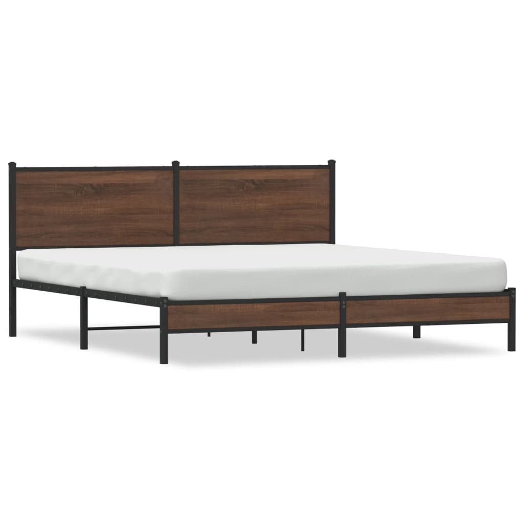 Bedframe zonder matras metaal bruin eikenkleurig 160x200 cm is nu te koop bij PeponiXL, paradijselijk wonen!