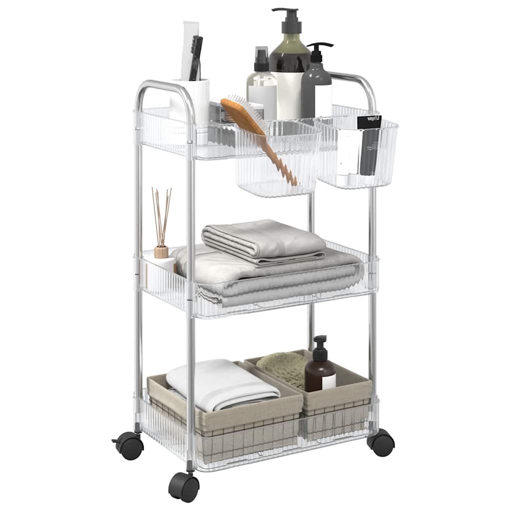 Opbergtrolley 3-laags 37x28x68 cm acryl transparant is nu te koop bij PeponiXL, paradijselijk wonen!
