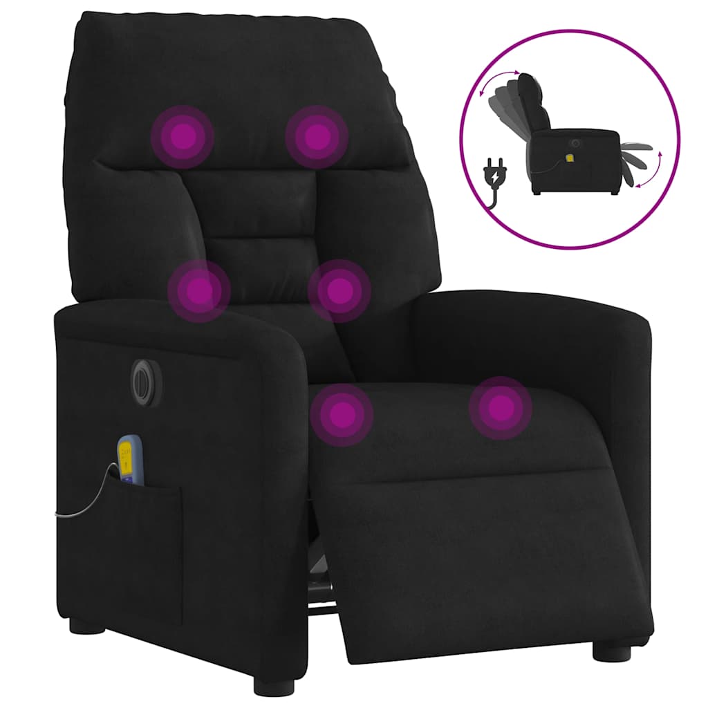 Massagestoel elektrisch verstelbaar microvezelstof zwart is nu te koop bij PeponiXL, paradijselijk wonen!