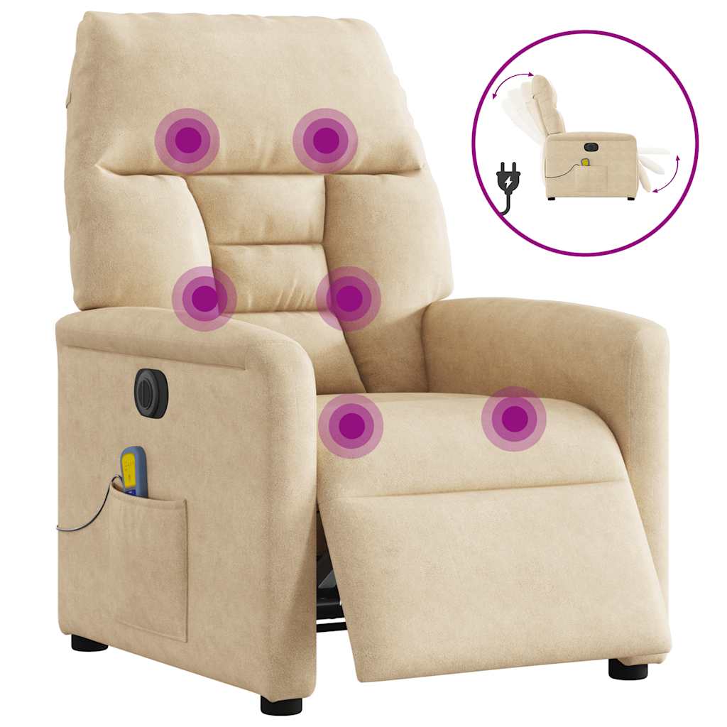 Massagestoel elektrisch verstelbaar microvezelstof crèmekleurig is nu te koop bij PeponiXL, paradijselijk wonen!