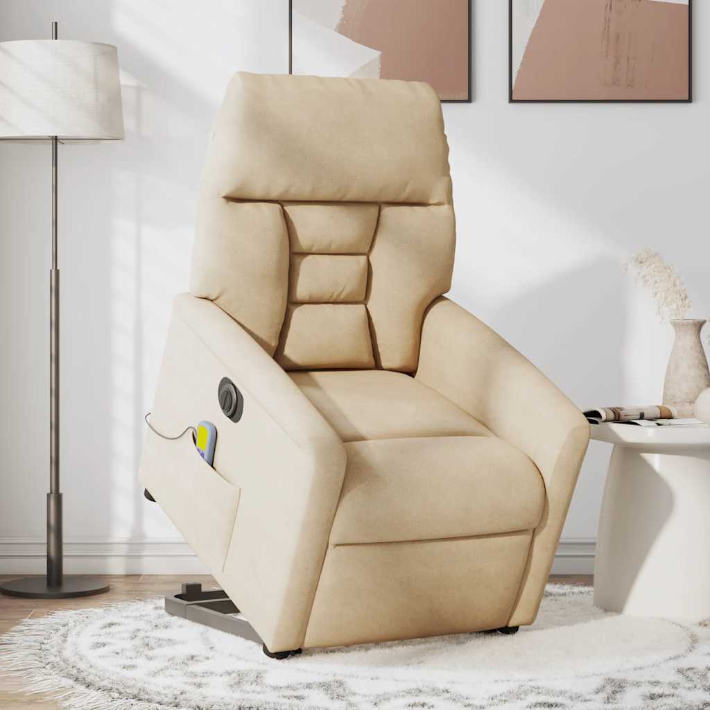 Sta-op-massagestoel elektrisch microvezelstof crèmekleurig is nu te koop bij PeponiXL, paradijselijk wonen!
