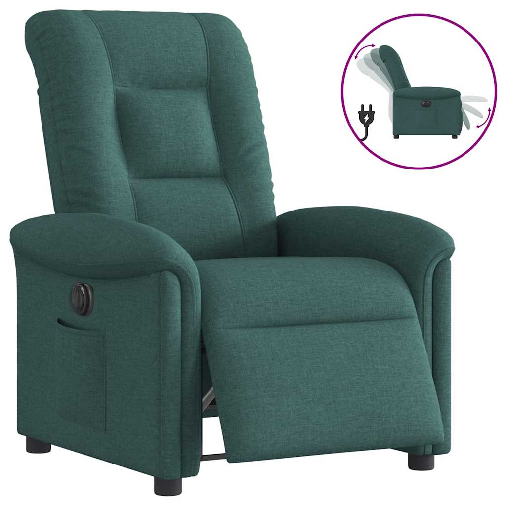 Fauteuil verstelbaar elektrisch stof donkergroen is nu te koop bij PeponiXL, paradijselijk wonen!