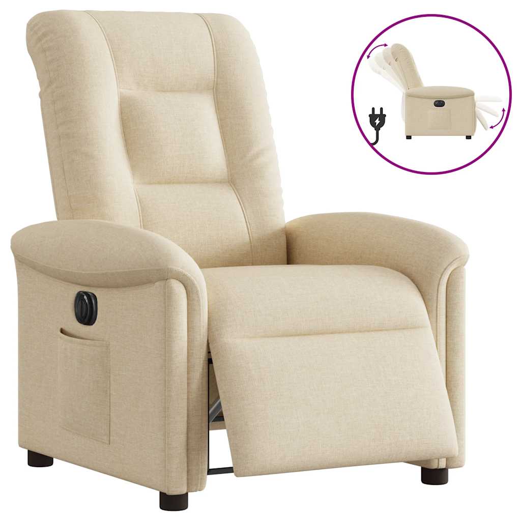 Fauteuil verstelbaar elektrisch stof crèmekleurig is nu te koop bij PeponiXL, paradijselijk wonen!