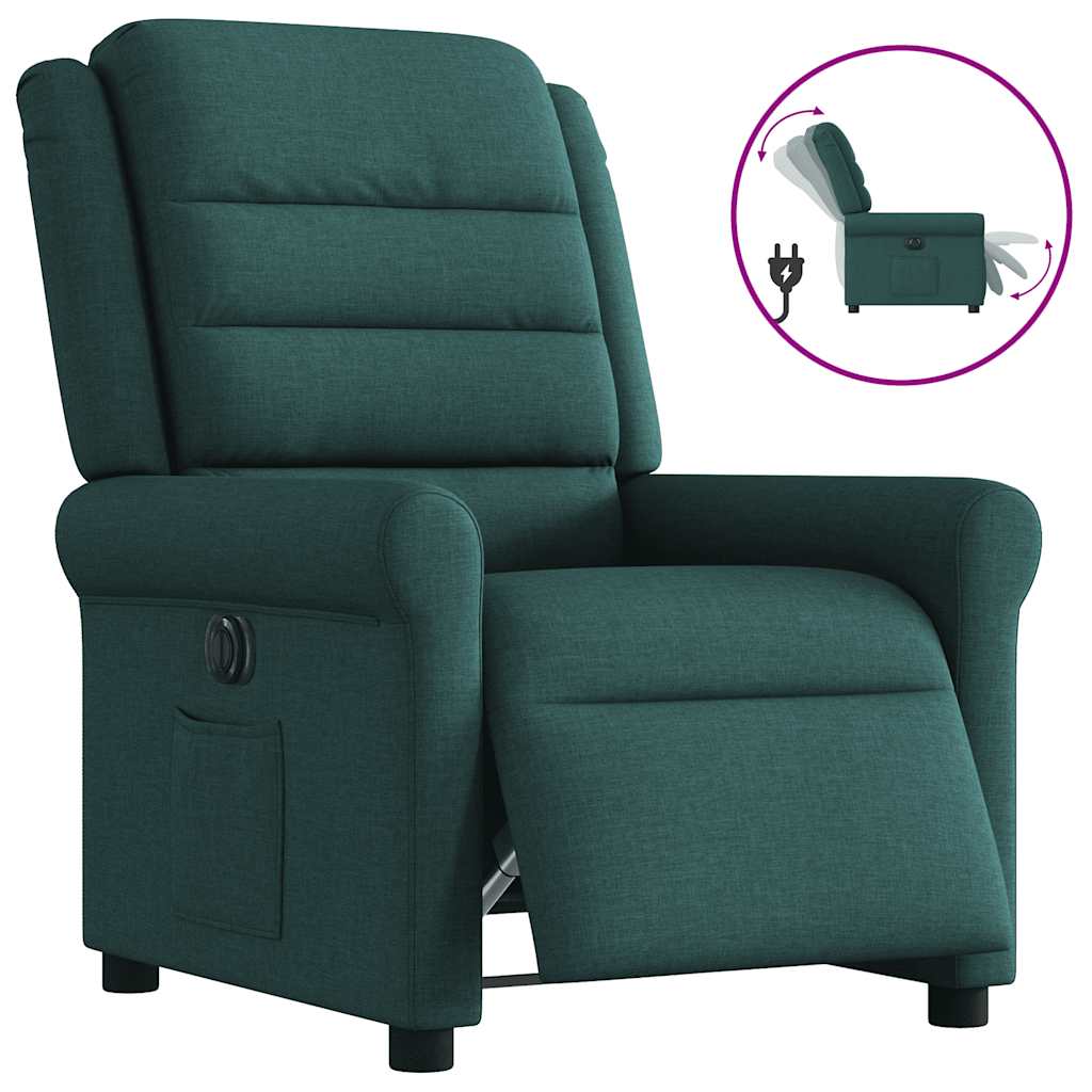 Fauteuil verstelbaar elektrisch stof donkergroen is nu te koop bij PeponiXL, paradijselijk wonen!