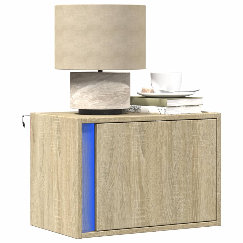 Nachtkastjes met LED wandgemonteerd 2 st sonoma eikenkleurig is nu te koop bij PeponiXL, paradijselijk wonen!