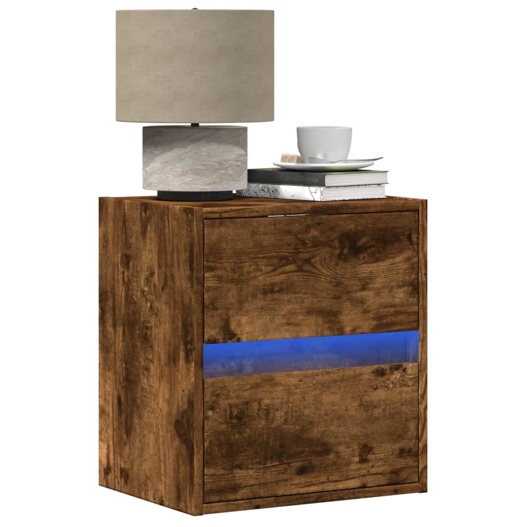Tv-wandmeubel met LED-verlichting 41x31x45 cm gerookt eiken is nu te koop bij PeponiXL, paradijselijk wonen!