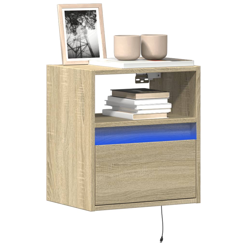 Tv-wandmeubel met LED-verlichting 41x31x45 cm sonoma eikenkleur is nu te koop bij PeponiXL, paradijselijk wonen!