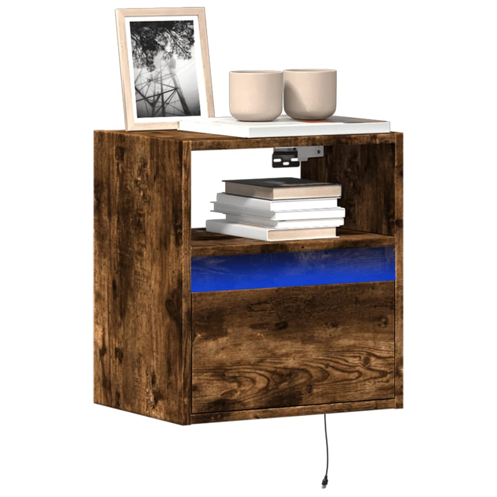 Tv-wandmeubels met LED 2 st 41x31x45 cm gerookt eikenkleurig is nu te koop bij PeponiXL, paradijselijk wonen!