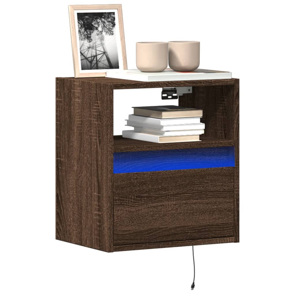 Tv-wandmeubels met LED 2 st 41x31x45 cm bruin eikenkleurig is nu te koop bij PeponiXL, paradijselijk wonen!