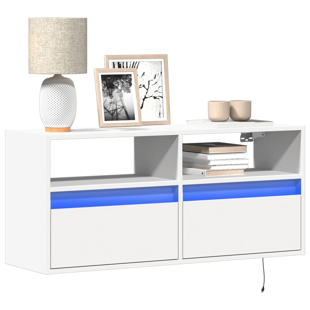 Tv-wandmeubel met LED-verlichting 100x31x45 cm wit is nu te koop bij PeponiXL, paradijselijk wonen!