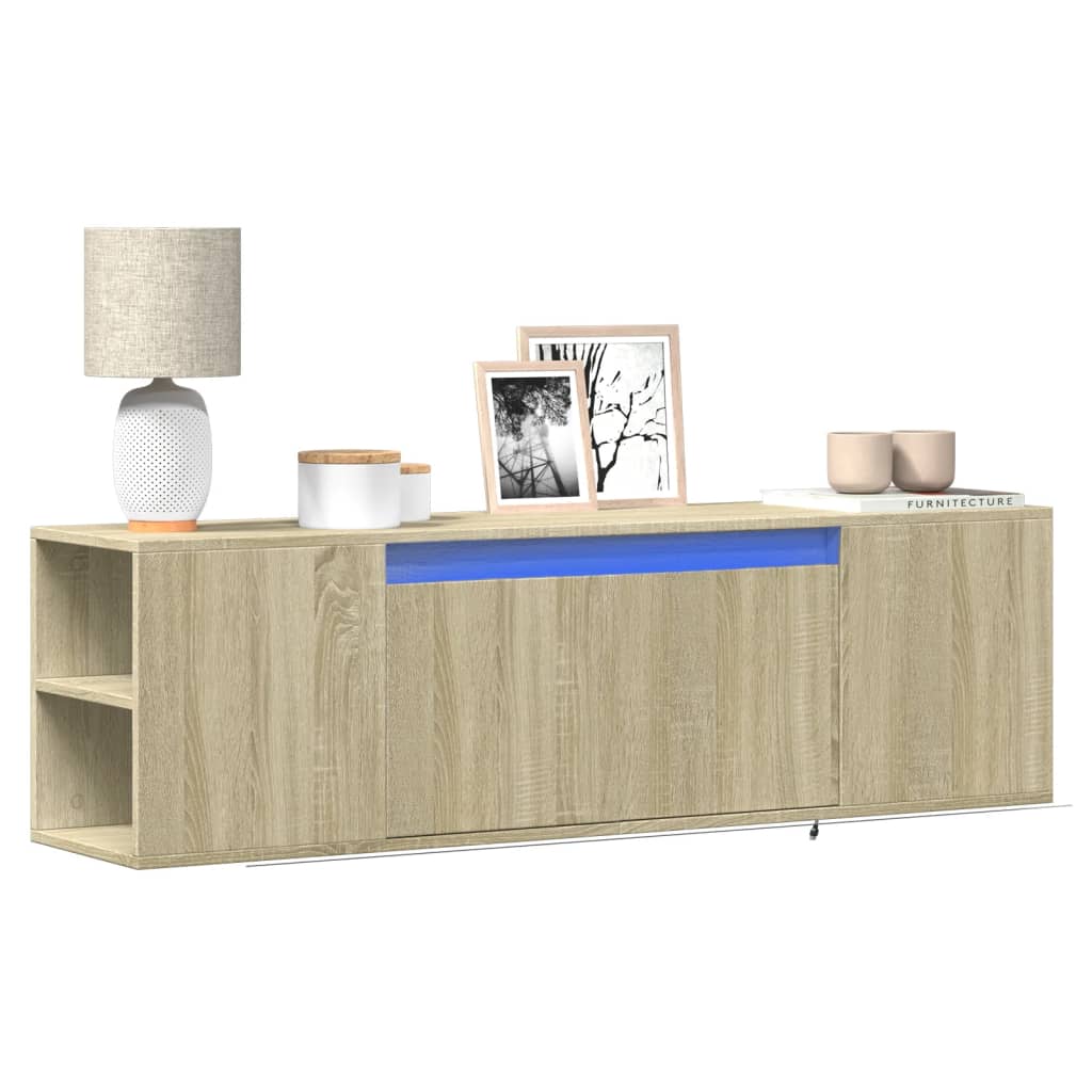 Tv-wandmeubel met LED-verlichting 135x31x39,5 cm sonoma eiken is nu te koop bij PeponiXL, paradijselijk wonen!
