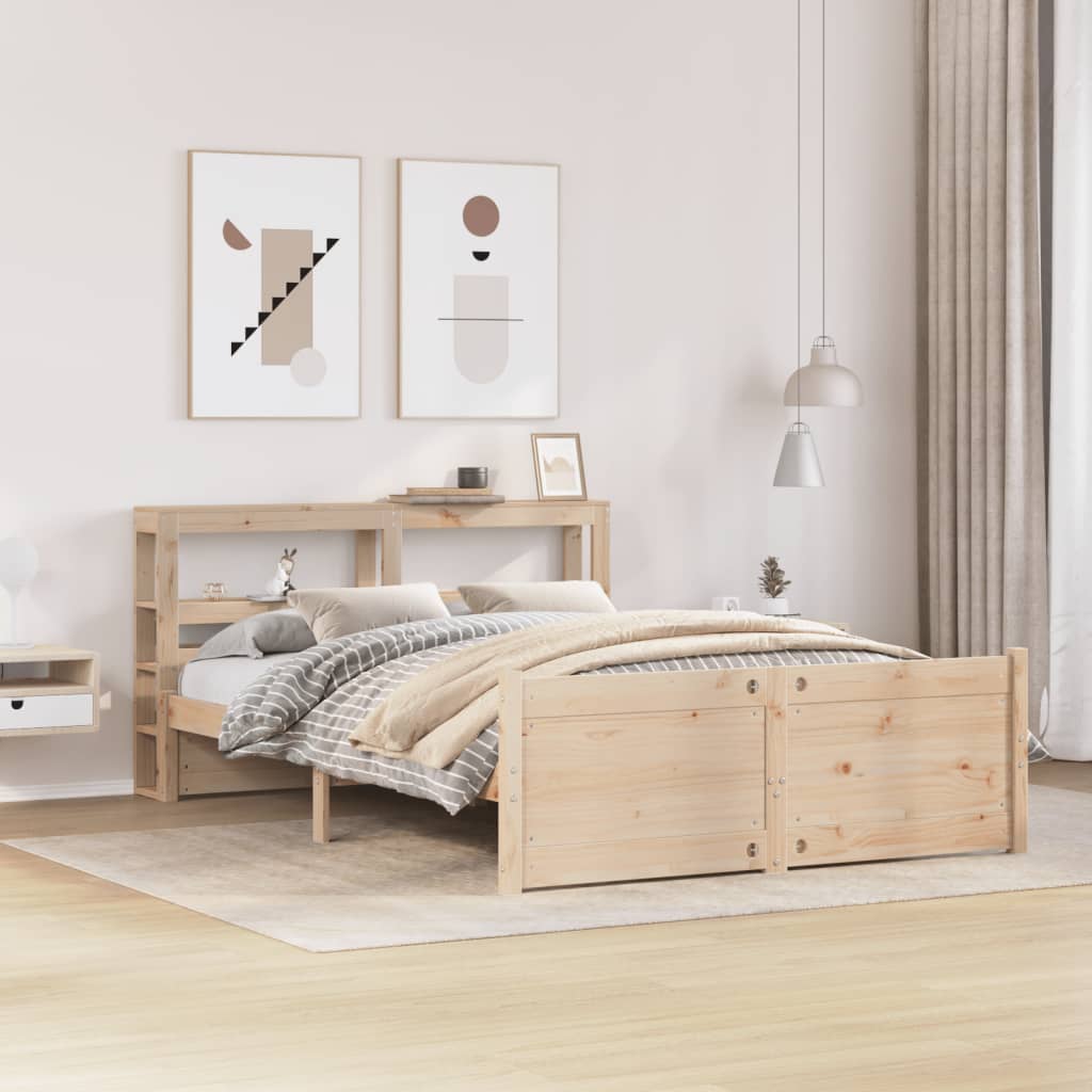 Bedframe met hoofdbord massief grenenhout 120x200 cm is nu te koop bij PeponiXL, paradijselijk wonen!