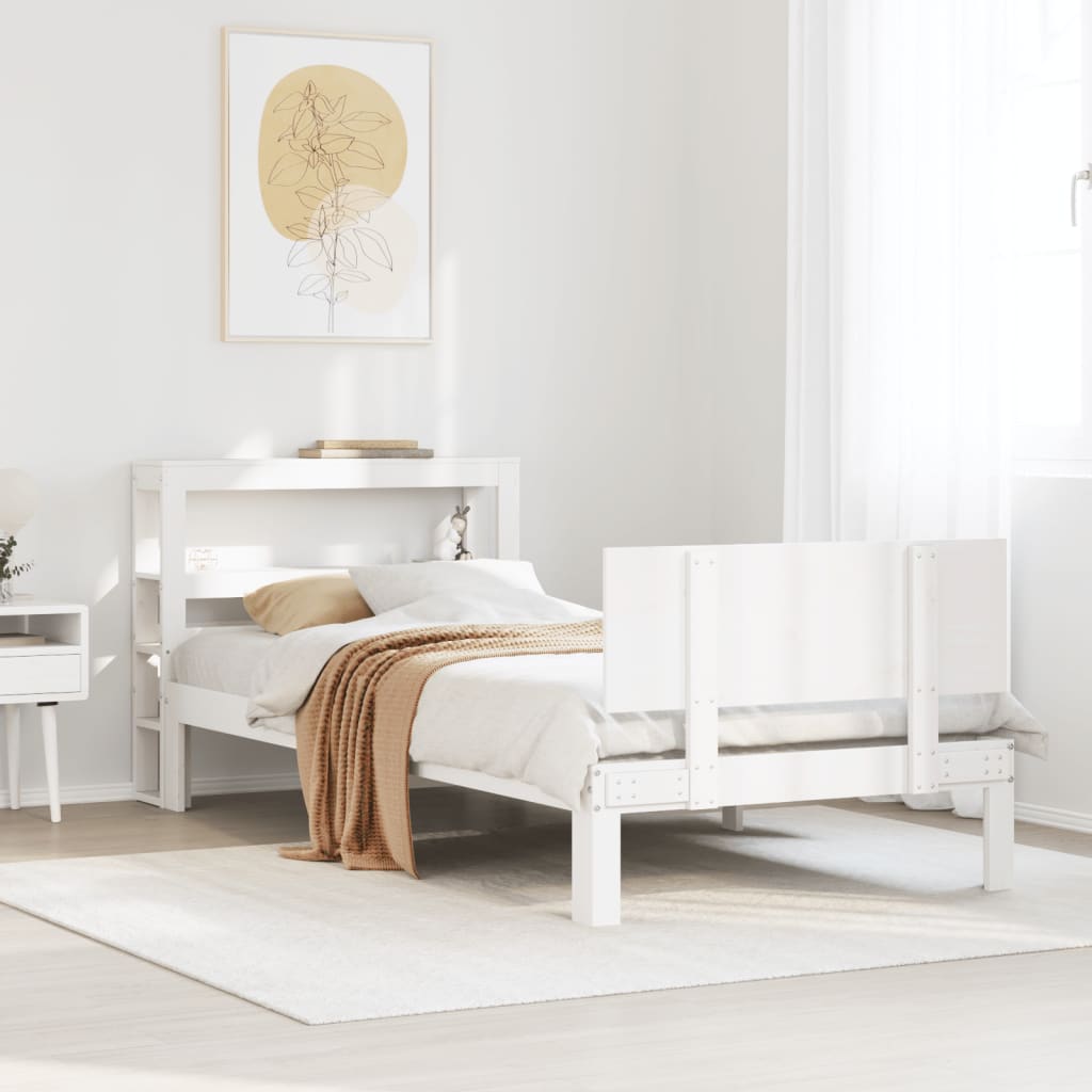 vidaXL Bedframe met hoofdeinde zonder matras 90x190 cm wit