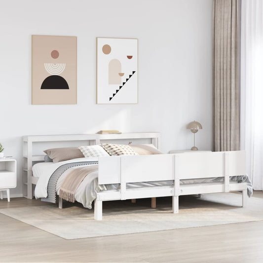 vidaXL Bedframe met hoofdeinde zonder matras 180x200 cm wit