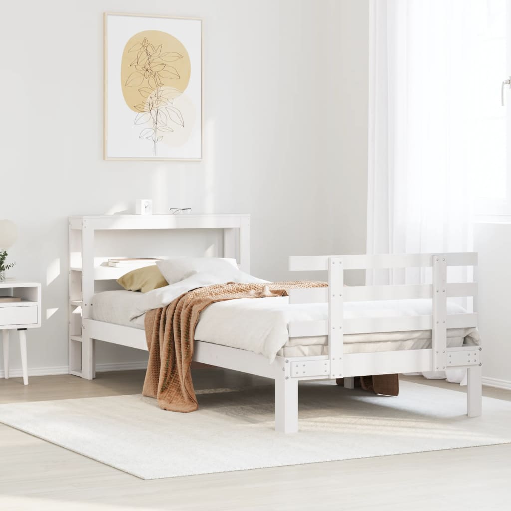 Bedframe met hoofdeinde zonder matras 90x200 cm wit is nu te koop bij PeponiXL, paradijselijk wonen!