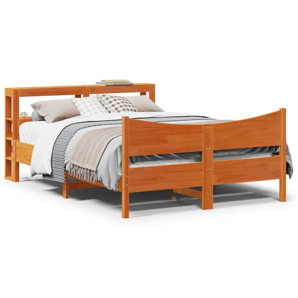 Bedframe met hoofdbord massief grenenhout wasbruin 140x190 cm is nu te koop bij PeponiXL, paradijselijk wonen!