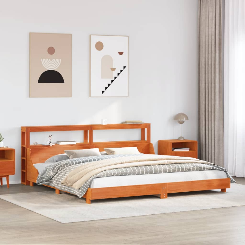 vidaXL Bedframe zonder matras massief grenenhout wasbruin 180x200 cm