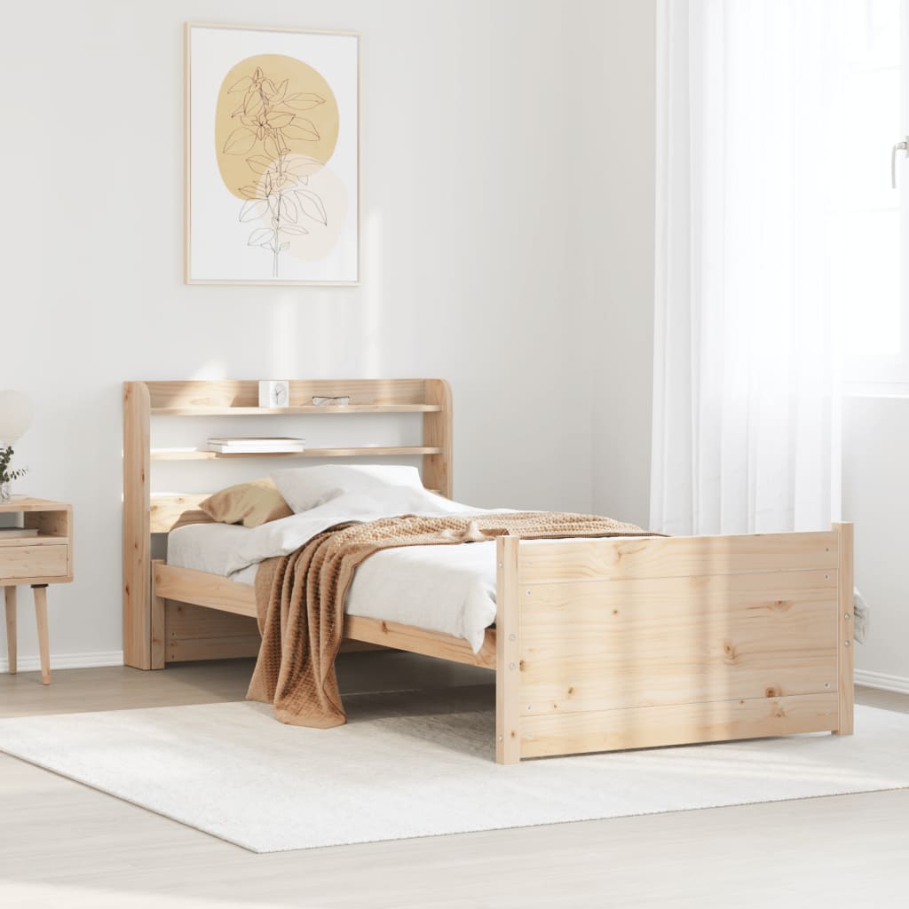 Bedframe met hoofdbord massief grenenhout 90x200 cm is nu te koop bij PeponiXL, paradijselijk wonen!